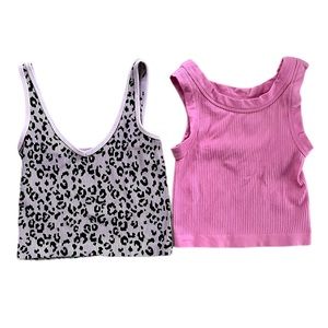 Out From Under Urban Outfitters Aura Lot of Stretch Ribbed Crop Tops Pink Small